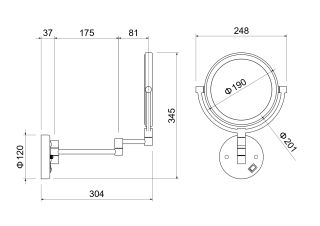 Зеркало косметическое настенное Aquatek AQ4912BG с подсветкой 5х шлифованное золото